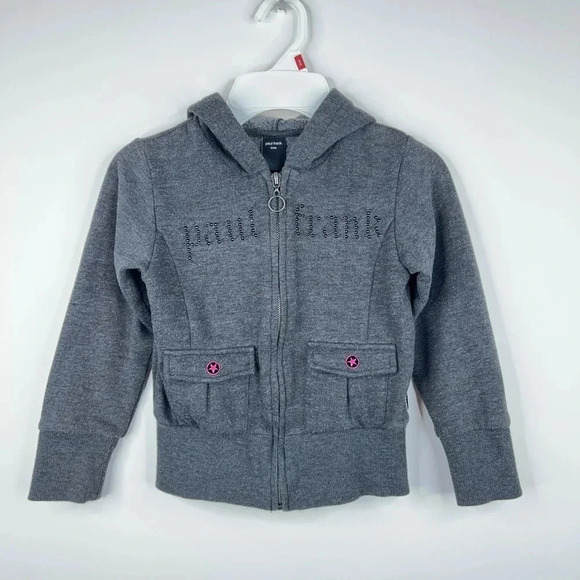Paul Frank Gray Kids Hoodie Fleece Full Zip Embellished Pocket Front Y2K Size 6 - Picture 1 of 5